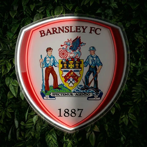 Neon-Schild mit Wappen des FC Barnsley